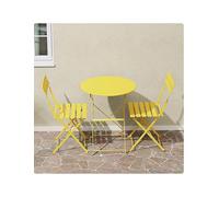 Genérico Juego de bistró for Patio, mesas y sillas de Hierro for Exterior, Mesa y Silla Plegables, for Patio, balcón y Sala de Estar.(Yellow)