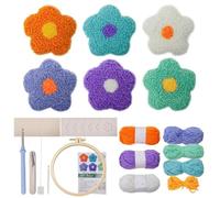 Generico Juego de bordado con aguja, punzón de costura, agujas de flores, 6 unidades, hilo de fieltro, adhesivo, círculo bordado, instrucciones completas para arte, bricolaje, decoración del hogar