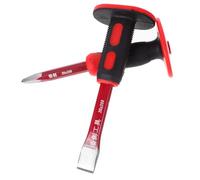 Genérico Juego de Cinceles de Mampostería 25 Cm Acero Cromo Vanadio 2 Piezas Protector de Goma Cincel Plano y Puntiagudo Herramientas de Albañilería para Demolición y Tallado