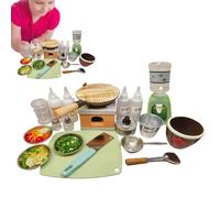 Genérico Juego de Cocina para Niños,Juego Educativo de Herramientas de Cocina para de Imitación | Hornillo Mini, Utensilios para Comida Real, Botellas de Especias,para Niños y Niñas