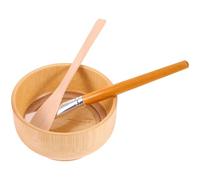 Genérico Juego de Cuenco para Mascarillas Facial de Madera 3 Piezas Brocha y Espátula para Mezcla Diy, Portátil y Práctico para Cuidado Piel en Casa