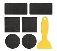 Genérico Juego de de Parches para trampolín: Kit de de Goma Negro, de Parches Adhesivos con Herramienta de espátula, solución de eficiente para daños en el Material de la