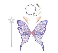 Genérico Juego De Disfraces De Alas De : Diseño De Mariposas De Ángel Con Orejas De De Diadema, Tela Ligera Amigable Para La Piel Para Cómodos Cosplay, Accesorios Mágicos Para Fiestas Para Aderezo
