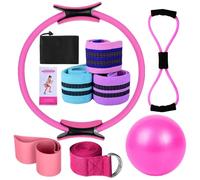 Generico Juego de equipos de Pilates, Kit de Pilates, Kit de Anillo de Pilates - Equipo Doméstico, Cinturón Elástico, Accesorios de Entrenamiento Multifuncional para Mujeres Adultos, Gimnasio