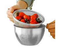 Genérico Juego de escurridor y bol | Set de 400 ml de Acero Inoxidable con Asa - 400 ml Cuencos Mezcladores con Colador | para Cocina Rústica, Comedor, Jardín, Barbacoa, Preparación de