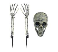 Generico Juego de Esqueletos espeluznantes - Objetos de Escena para Halloween al Aire Libre, 3 Partes realistas de cráneos con Brazos móviles | Decoración aterradora para la Entrada césped