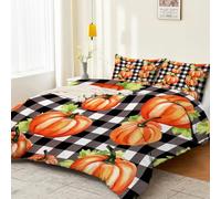 Genérico Juego de Funda de edredón Estampada 220 x 240 cm - Microfibra Acuarela Cuadros Calabaza Estampada Reversibles Funda nórdica, Halloween Fundas nórdicas sin Planchado