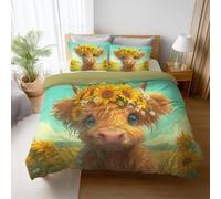 Genérico Juego de Funda de edredón Individual Microfibra Juego de Funda Edredon Juego de 2 Piezas Que Incluye Funda de Almohada Resistente a Los Desgarros 140 x 200 cm Naranja Cálido Animal Vaca