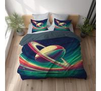 Genérico Juego de Funda de edredón,Negro Verde,Funda Nórdica Cálida Sin Arrugas 155 x 200 + Funda de Almohada 1 x 80 x 80,con Cremallera,Microfibra Suave,Abstracto Balón De Rugby Cosmos