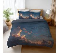Genérico Juego de Funda Nórdica Cama 180 Cielo Nubes Meteoro con Fundas de Almohada, Microfibra Suave Reversible, 260 x 220 cm con Cremallera Oculta, Fácil Cuidado, Lavable a Máquina, Azul