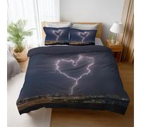 Genérico Juego de Funda Nórdica Cama 200 Rayo Corazón Ciudad con Fundas de Almohada, Microfibra Suave Reversible, 260 x 240 cm con Cremallera Oculta, Fácil Cuidado, Lavable a Máquina, Morado