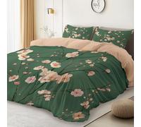 Generico Juego de Funda nórdica Color Carne, Tema Tradicional Oriental Flores De Durazno, Suave y Transpirable de Microfibra con Cremallera, para Cama 80/90-135 x 200 cm + 50x75x1