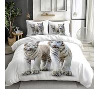 Genérico Juego de Funda Nórdica Realista Minimalista Animales Tigre Nieve - Juego De Ropa de Cama 90 Niños Niña Juveniles, Fundas Nordicas de Edredón Nieve Microfibra Cepillada Suave 150 x 220 cm