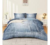 Genérico Juego de Fundas de edredón 3 Piezas 155 x 200 cm, Color de la luz Microfibra Suave y Transpirable para Todo el año, Incluye 2 Fundas de Almohada diseño Fantasía Aire Libre Árboles