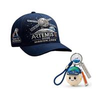 Genérico Juego de gorra y llavero conmemorativos de la misión lunar Artemis II - Sombrero bordado de regreso a la luna con colgante de cohete espacial, regalo para los amantes del espacio (1pc)