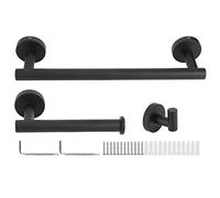 Genérico Juego De Herrajes para Baño En Negro Mate, Herrajes Duraderos De Acero Inoxidable 304, Juego De 3 Piezas para Montaje En Pared, Renovación De Baño Moderno, Acabado Resistente A Rayones