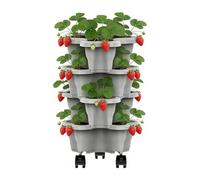 Genérico Juego De Jardineras Verticales, Maceta Apilable De 4/5 Niveles, Macetas Des Fresas Ultra Resistentes con Ruedas, para Exteriores, Balcón, Patio, Terraza O Invernadero