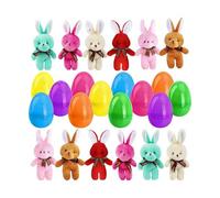 Genérico Juego de juguetes de huevos de Pascua: huevo relleno de 24 piezas, amuleto de muñeca de conejito de peluche, kit de recuerdo de listo para usar, huevos coloridos