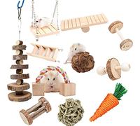 Genérico Juego de Juguetes Masticar Madera Natural escondite hámster y Accesorios para Jaula dentición Mascotas pequeñas como hámsters cobayas Ratas Chinchillas jerbos