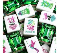 Genérico Juego de Mahjong Americano Grabado con temática de Gemas Verdes