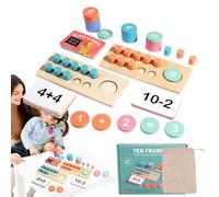 Genérico Juego De Marcos De Diez Manipulativos Matemáticos,Bandeja Matemática De Madera Manipulativa | Herramientas De Aritmética Para Sumar Y Restar Juguete Educativo Para Aula De Homeschooling Y