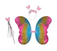 Generico Juego de mariposas para niños y varitas de - de ángel de colores, tiaras, varitas mágicas. para decorar tu vestido de Juegos de fantasía, espectáculos teatrales,