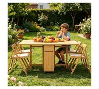 Genérico Juego De Mesa De Comedor Plegable con 4 Sillas | Mesa De Alas Abatibles Plegable Madera Extensible,escritorio Con Cajones Para Apartamentos Pequeños(Natural)