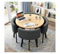 Genérico Juego de Mesa de Comedor Redonda Moderna, Mesa Redonda y sillas con Respaldo Suave, con 4 sillas, diseño de Esquinas Redondeadas, for cafetería, Cocina, mesas de Comedor(Grigio Scuro)