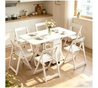 Genérico Juego De Mesa Y Sillas Plegables, Comedor De Cocina Abatible, Mesa De Comedor Extensible con 6 Sillas, para Apartamentos Y Salas De Estar,Blanca,A