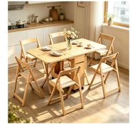 Genérico Juego De Mesa Y Sillas Plegables, Comedor De Cocina Abatible, Mesa De Comedor Extensible con 6 Sillas, para Apartamentos Y Salas De Estar,Natural,B