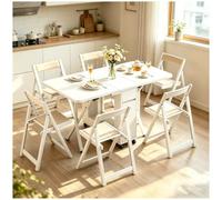 Genérico Juego De Mesa Y Sillas Plegables, Comedor De Cocina Abatible, Mesa De Comedor Extensible con 6 Sillas, para Apartamentos Y Salas De Estar,Blanca,B