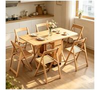 Genérico Juego De Mesa Y Sillas Plegables, Comedor De Cocina Abatible, Mesa De Comedor Extensible con 6 Sillas, para Apartamentos Y Salas De Estar,Natural,A