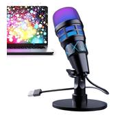 Genérico Juego de micrófono de PC - Micrófono de computadora USB | USB PC | & Reproduce el micrófone del Condensador con botón de Silencio, iluminación RGB, Soporte de trípode | Sonido Claro para TR