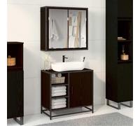 Genérico Juego de Muebles de baño 2 pcs Roble Negro Madera de ingeniería,Conjuntos de Muebles,Muebles de baño-3402404