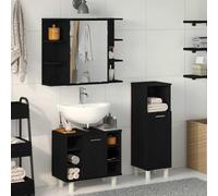 Genérico Juego de Muebles de baño 3 pcs Negro 30 x 30 x 99.5 cm,Mobiliario,Conjuntos de Muebles,Muebles de baño,Negro,46.75 KG,3333048