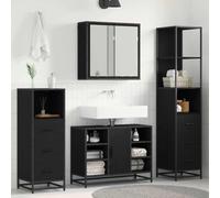 Genérico Juego de Muebles de baño 3 pcs Roble Negro Madera de ingeniería,Mobiliario,Conjuntos de Muebles,Muebles de baño-3402422