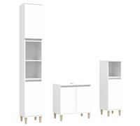 Genérico Juego de Muebles de baño 3 pzas Madera contrachapada Blanco,Mobiliario,Conjuntos de Muebles,Muebles de baño-3185581