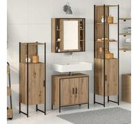 Genérico Juego de Muebles de baño 4 pcs Marrón 33 x 33 x 185.5 cm,Mobiliario,Conjuntos de Muebles,Muebles de baño,Marrón,68.31 KG,3334428