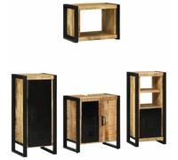 Genérico Juego de Muebles de baño 4 pcs Marrón Madera de Mango Maciza,Mobiliario,Conjuntos de Muebles,Muebles de baño,Marrón,69.75 KG,3305676