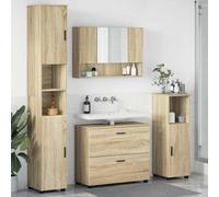 Genérico Juego de Muebles de baño 4 pcs Roble Sonoma 30 x 35 x 192 cm,Mobiliario,Conjuntos de Muebles,Muebles de baño,Marrón,82.15 KG,3393045
