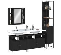 Genérico Juego de Muebles de baño 4 Piezas Madera de ingeniería Negro,jiangboyue-3214745