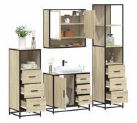 Genérico Juego de Muebles de baño 4 pzas contrachapada Roble Sonoma,Muebles de baño-3301286