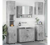 Genérico Juego de Muebles de baño 5 pcs Gris hormigón 30 x 35 x 192 cm,Mobiliario,Conjuntos de Muebles,Muebles de baño,Gris,92.7 KG,3393076