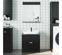 Genérico Juego de Muebles de baño Berg 2 pzas Madera Maciza Pino Negro,Conjuntos de Muebles,Muebles de baño-3206493