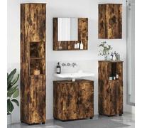 Genérico Juego de Muebles de baño con Almacenamiento 5 pcs Roble Ahumado,Mobiliario,Armarios y Almacenamiento,Tocadores,Tocadores de baño-3392988