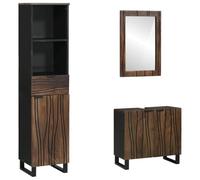 Genérico Juego de Muebles de baño con cajón 3 pcs Madera de Nogal Marrón,Conjuntos de Muebles,Muebles de baño-3310055