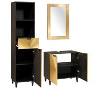 Genérico Juego de Muebles de Baño con cajón 3 pcs Negro y Dorado,Mobiliario,Conjuntos de Muebles,Muebles de baño-3310025