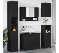 Genérico Juego de Muebles de baño con cajón 5 pcs Negro 30 x 35 x 192 cm,Mobiliario,Conjuntos de Muebles,Muebles de baño,Negro,92.06 KG,3393064