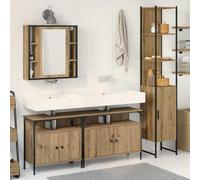 Genérico Juego de Muebles de baño con Estante 4 pcs Roble Artesanal,Conjuntos de Muebles,Muebles de baño-3334422