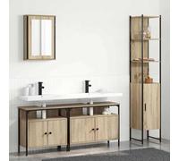 Genérico Juego de Muebles de baño con Estante 4 pcs Roble Sonoma,Mobiliario,Conjuntos de Muebles,Muebles de baño-3399396